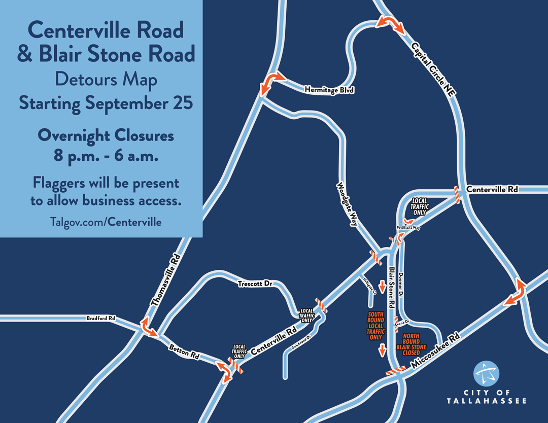 a map of the project area and detour routes